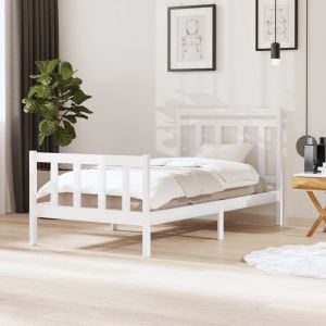 VidaXL Cadre de Lit Bois Massif Blanc 100x200 cm