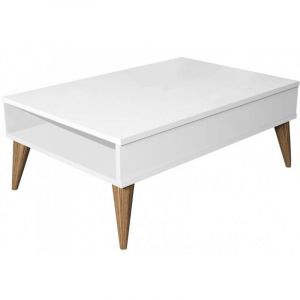Cotecosy Table basse au design minimaliste fabriqu&eacute;e en m&eacute;lamin&eacute; de couleur blanche Best Forme