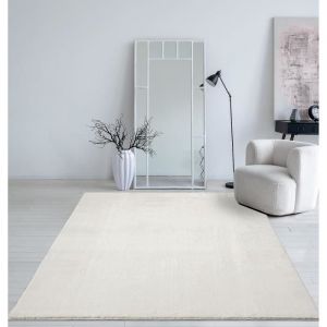 Mia's Carpets Taos, tapis lavable crème, 80 x 150 cm, tapis de salon doux avec dessous antidérapant