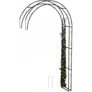 Relaxdays Arche de jardin, m&eacute;tal, pour le mur, h x l x p : 245 x 130 x 36 cm, pour plantes grimpantes, noire
