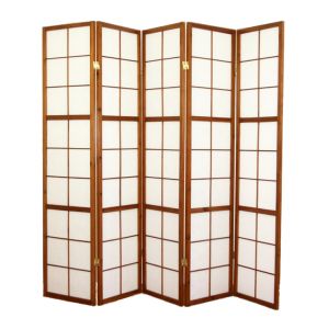 Pegane Paravent japonais bois brun - 5 pans -