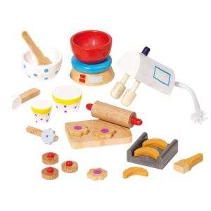 Goki 58151 - 22 accessoires de pâtisserie pour maison de poupée