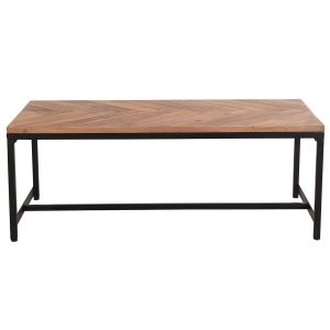 Miliboo Table basse moderne en acacia massif et métal noir STICK