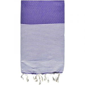 Image de Fouta de Plage Nid d'Abeille 100% coton Grande Taille- Douceur et confort – 100x200cm - 100 x 200 cm - Violet .