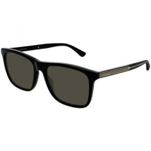 Gucci Homme GG0381SN 007 Lunettes de soleil Ac&eacute;tate Noir Gris Carr&eacute; Polaris&eacute;