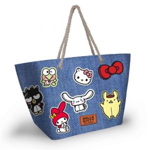 Karactermania Sac de Plage Soleil - Hello Kitty Stickers - Bleu - Taille Unique