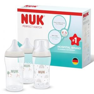 Nuk Perfect Match - Lot de 3 biberons 260 ml, d&eacute;bit M, d&egrave;s 3 mois