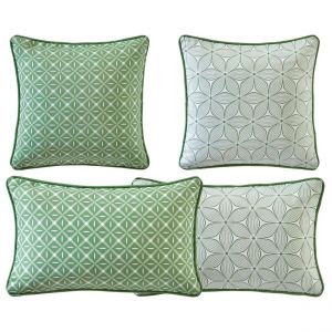 Image de Coussin GIENS double face graphique rectangulaire vert