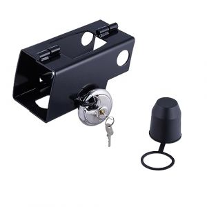 Relaxdays Antivol remorque, attelée et Non-attelée, Protection Contre Le vol, avec Cadenas à Disque et Cache-Boule, Noir