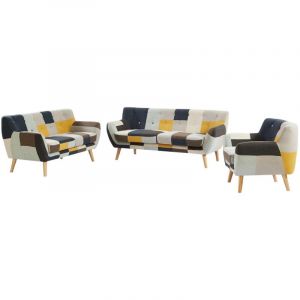 Canapés 3 places 2 places et un fauteuil en tissu patchwork SERTI II