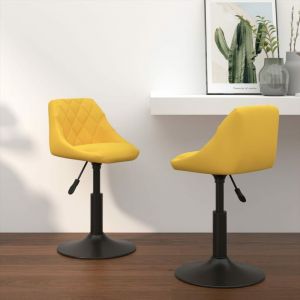 VidaXL Chaises pivotantes &agrave; d&icirc;ner 2 pcs Jaune moutarde Velours