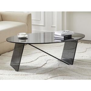 Vente-unique - Table basse en verre trempé - Anthracite - elowen