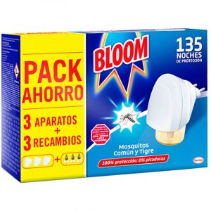 Bloom Baby Mosquito Com&uacute;n Y Tigre 3 Aparatos + 3 Recambios