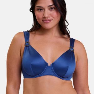 Haut de maillot de bain plongeant &agrave; armatures bleu