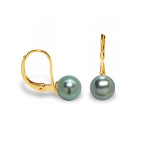 Image de Blue Pearls Boucles d'Oreilles Femme Dormeuses Perle de Tahiti et or jaune 375/1000 perle 7/8 mn