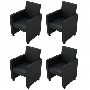 Image de VidaXL Chaise de salle à manger 4 pcs Cuir artificiel Noir