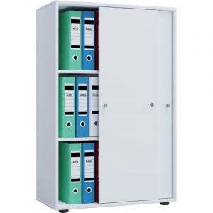 Ebuy24 - Lona xl Armoire de bureau avec 2 portes coulissantes et serrure, blanc.