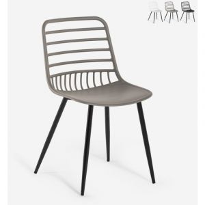 Chaise cuisine salle &agrave; manger bar restaurant en polypropyl&egrave;ne Lenny - Gris