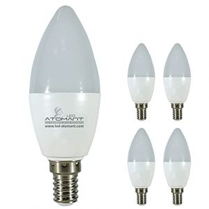 Lot de 5 Ampole LED Bougie C37 9W, Culot E14, Couleur Blanc Chaud (3000K), 950 Lumens