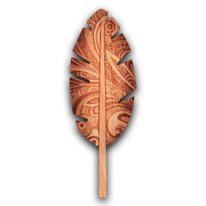 Ruedelafete Suspension déco FEUILLE Ethnique en bois Clair 88cm