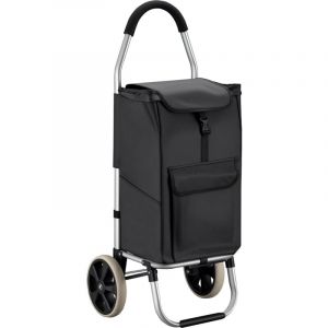 wiltec Chariot de course sur roues – 36,5 x 44 x 103 cm – Pliable à 42 x 21 x 54 cm – Capacité de poids 40 kg – en Aluminium et polyester – Caddie de