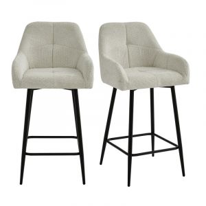 Lea-fauteuil de bar en tissu ikon coloris lin (x2)