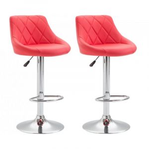 Image de Décoshop26 2x Tabourets de bar en simili-cuir rouge pivotant avec repose-pieds