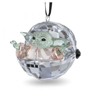 Swarovski D&eacute;coration The Mandalorian Grogu Star Wars en Cristal, Suspendu &agrave; Un Ruban Noir