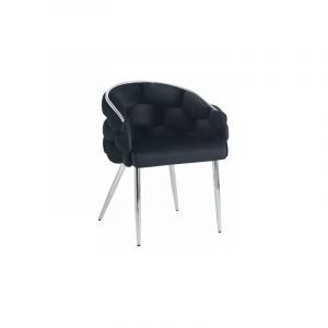 Lot de 2 chaises ballon pieds chrome assise velours noir