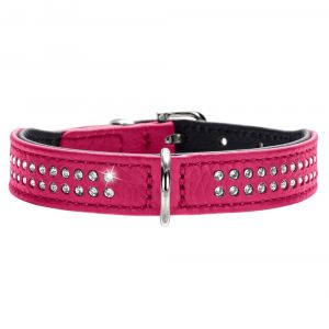 Hunter Collier Diamond Petit rose vif/noir pour chien - taille 24 : tour de cou 17-21 cm, l 1,6 cm