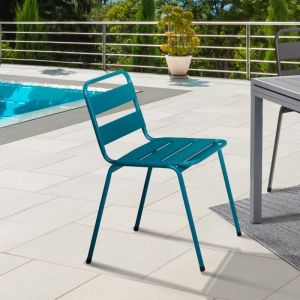 Idmarket Lot de 6 chaises de jardin VALENCIA en acier mix color gris anthracite, noir et bleu