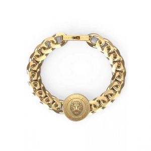 Guess Bracelet pour homme en acier dor&eacute; Lion King
