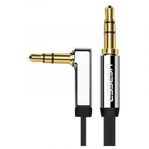 UGreen Plat Câble Audio Jack Coudé 90 Degrés Cable Jack Auxiliaire 3,5mm Mâle Mâle Compatible avec iPhone iPad iPod Casque HiFi Autoradio Smartphone Tablette MP3 (3M, Noir)