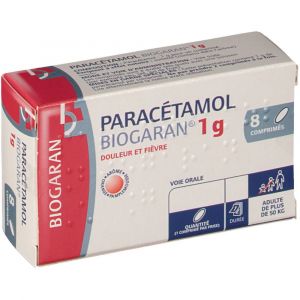 Biogaran Parac&eacute;tamol 1 g - 8 Comprim&eacute;s