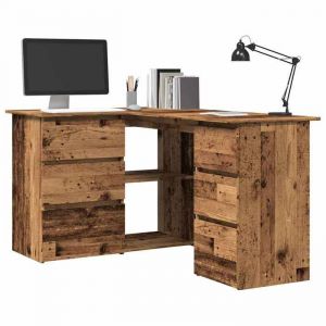 VidaXL Bureau d'angle vieux bois 145x100x76 cm bois d'ingénierie