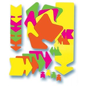 APLI 121910 - Lot de 10 étiquettes carton 780 g/m², forme flèche 12x16, coloris jaune/orange fluo