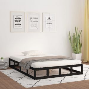 VidaXL Cadre de lit Noir 120x200 cm Bois massif