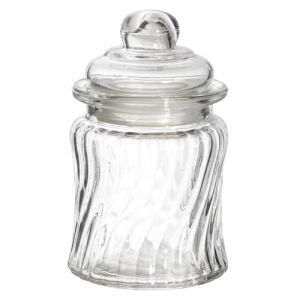 HOME DECO FACTORY, KA0259, Bonbonnière en Verre élégante, idéale pour confiseries, épices ou Objets décoratifs, avec Couvercle hermétique pour Une Conservation optimale, D7,5 cm, Transparent