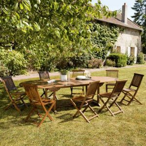 Table de Jardin & 6 Chaises "Troxi" 200 300cm Naturel Prix