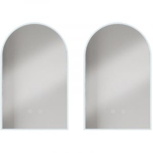Lot de 2 miroirs de salle de bain en arche anti buée avec leds - L50 x H80 cm - ARCADI