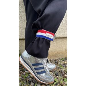 Serre-pantalon vélo réfléchissant bleu blanc rouge