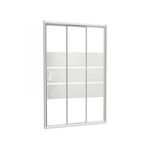 Fa&ccedil;ade coulissante 100 cm &eacute;p. 4 mm trois bandes profil&eacute; blanc MISSI Ond&eacute;e