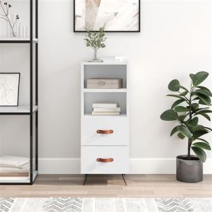 VidaXL Buffet, Armoire Latérale avec 2 Tiroirs et 2 Compartiments, Commode avec Pieds, Meuble de Rangement Salon, Moderne, Blanc Brillant Bois d'Ingénierie