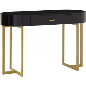 Pascal Morabito Bureau console avec 1 tiroir - mdf laqu&eacute; et m&eacute;tal - Noir et dor&eacute; - toreli de