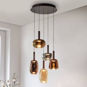 Paul neuhaus Irides Plafonnier suspendu Cluster multicolore 5 LED 9 W 3 000 K à intensité variable