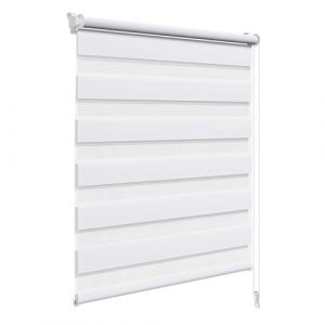 WOLTU Double Store Enrouleur, Directement sans per&ccedil;age, R&eacute;glage de rideau lat&eacute;ral, translucide, 50x150cm, Blanc