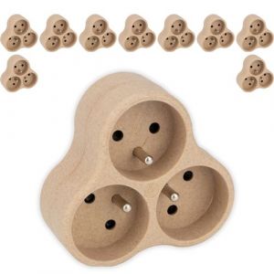 Zenitech Lot de 10 triplites recycl&eacute;es bioplastique - 3x16A - Beige