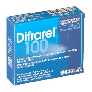 Biocodex Difrarel 100 mg - Troubles visuels d'origine circulatoire 20 comprimés