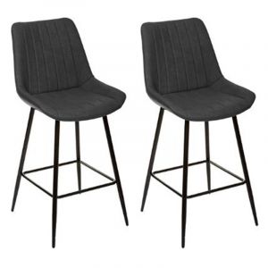 Lot de 2 Chaises de Bar "Olwen" 106cm Gris Prix