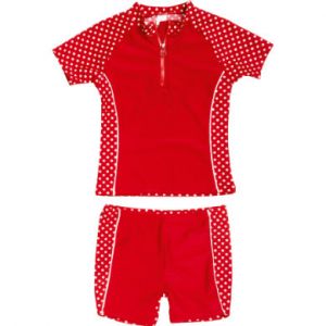 Playshoes Tenue de bain fille 2 pièces Protection UV rouge à pois - Taille 122 (7/8 ans)